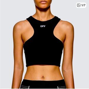 OFF WHITE STAMP Ribbed ROWING Top in Black Size Small
